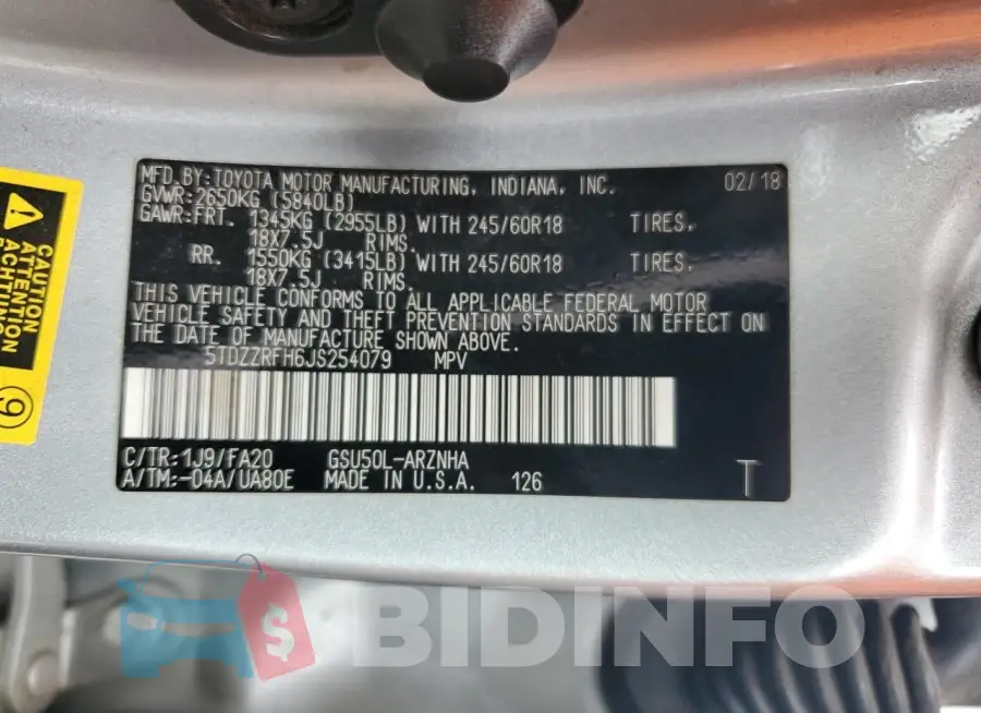 5TDZZRFH6JS254079 Photo# 13