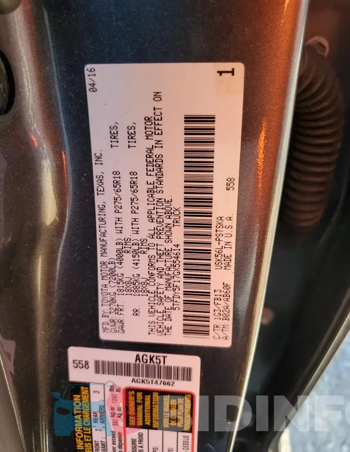 5TFDY5F17GX554614 Photo# 13