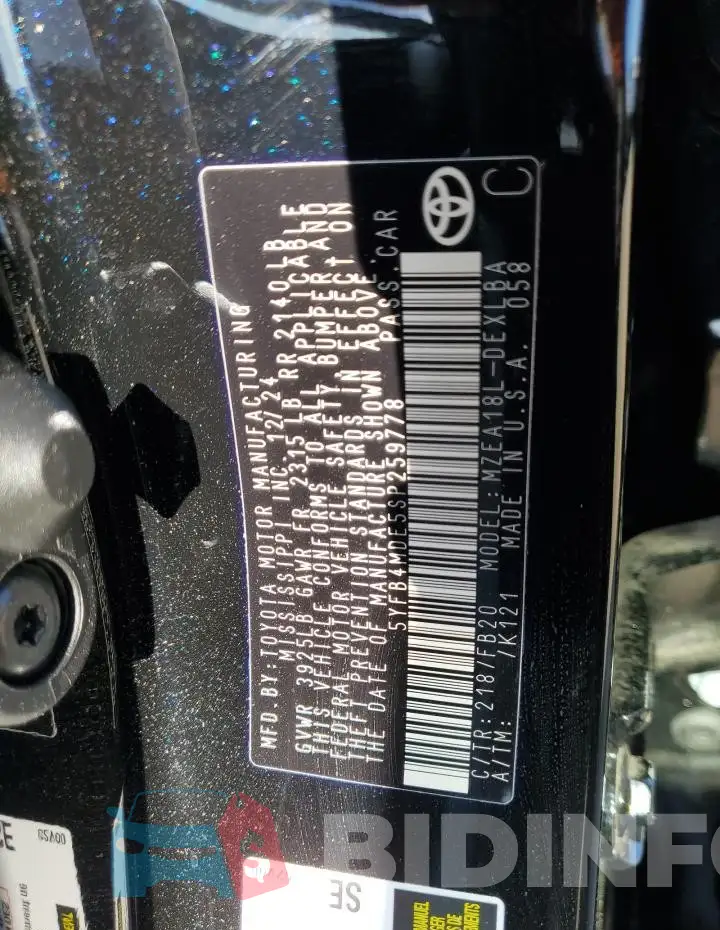 5YFB4MDE5SP259778 Photo# 12