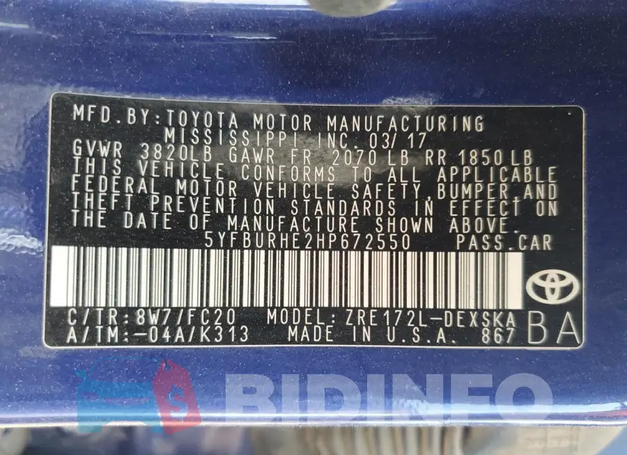 5YFBURHE2HP672550 Photo# 13