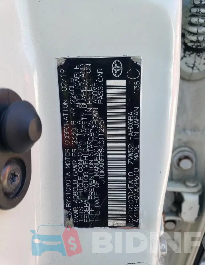 JTDKARFP8K3112951 Photo# 12