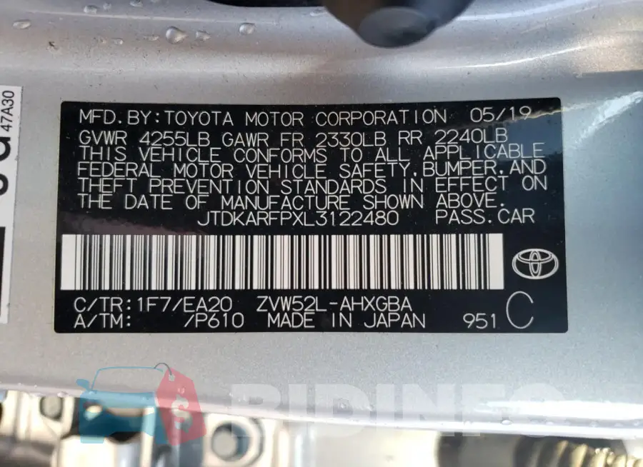JTDKARFPXL3122480 Photo# 13