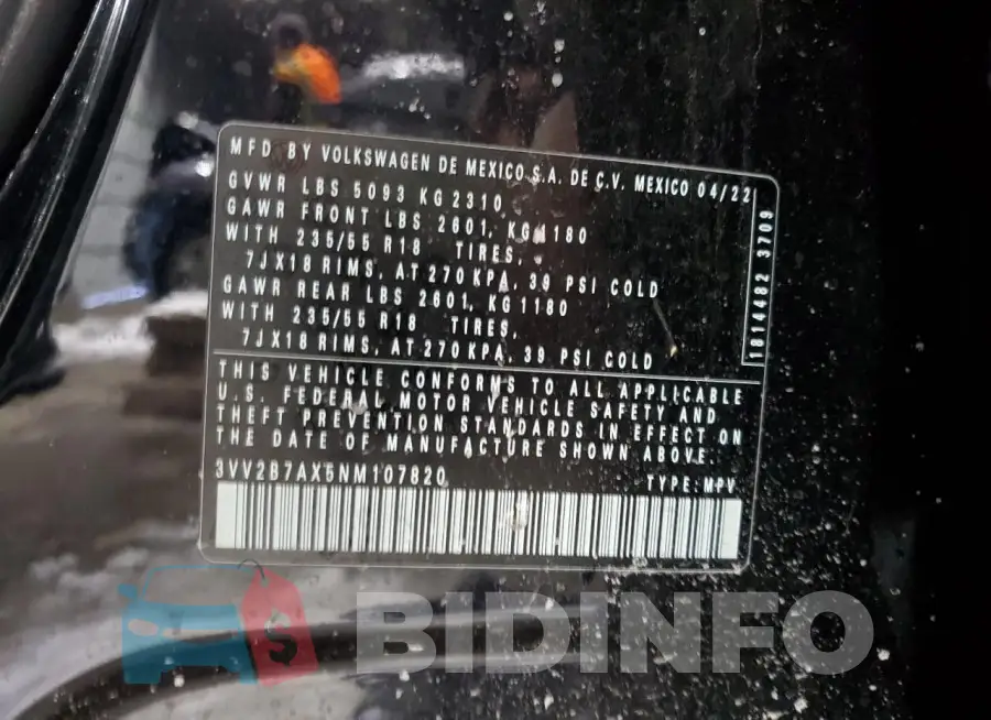 3VV2B7AX5NM107820 Photo# 13