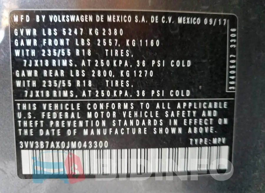 3VV3B7AX0JM043300 Photo# 12