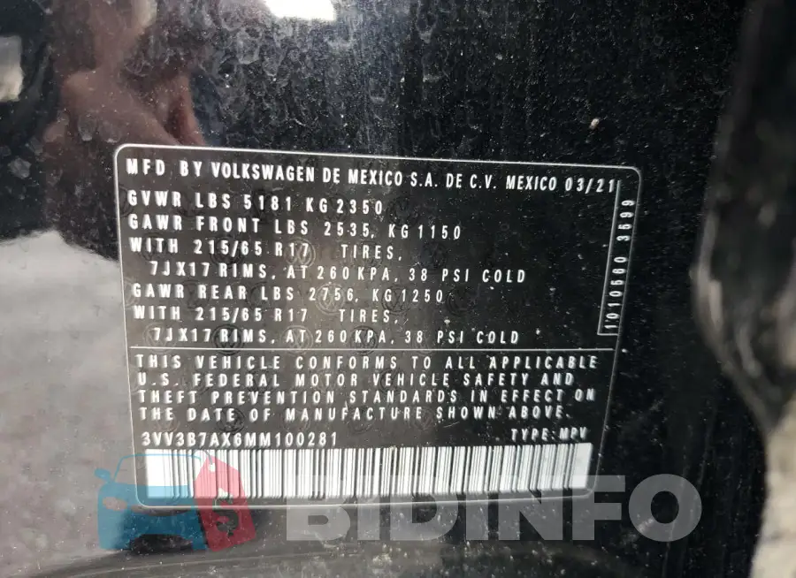 3VV3B7AX6MM100281 Photo# 13