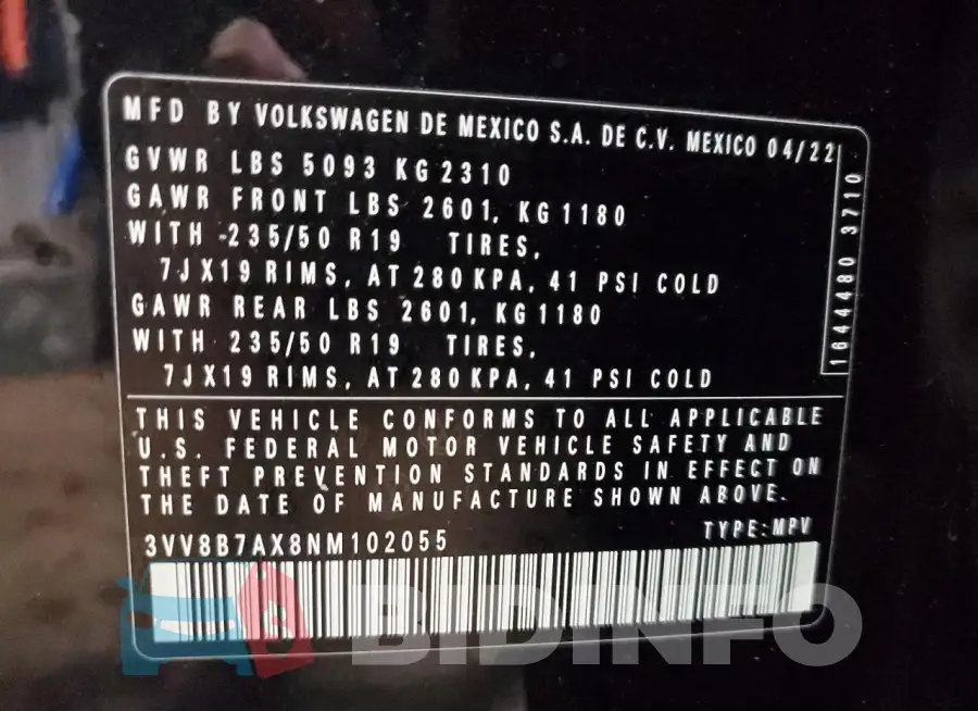 3VV8B7AX8NM102055 Photo# 14