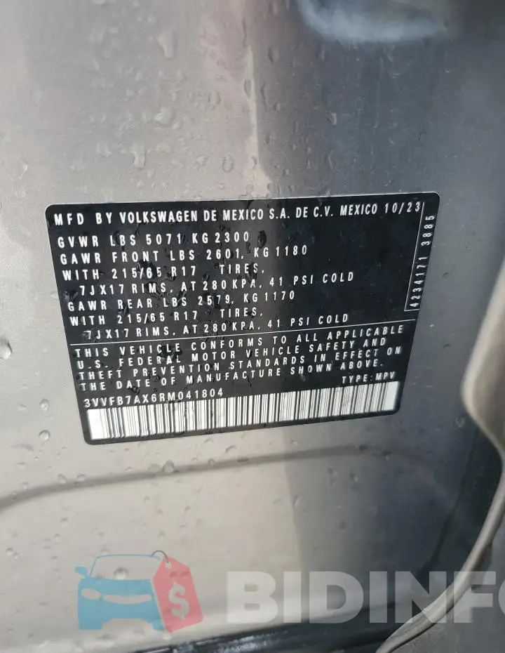 3VVFB7AX6RM041804 Photo# 14