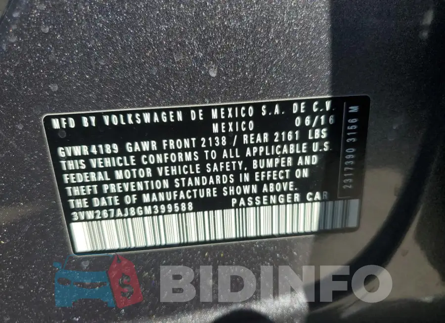 3VW267AJ8GM399588 Photo# 12