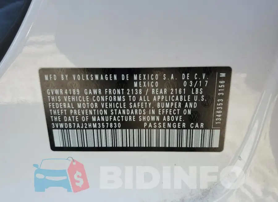 3VWDB7AJ2HM357830 Photo# 13