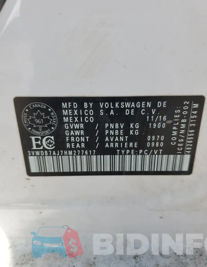 3VWDB7AJ7HM277617 Photo# 12