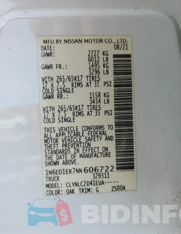1N6ED1EK7NN606722 Photo# 12