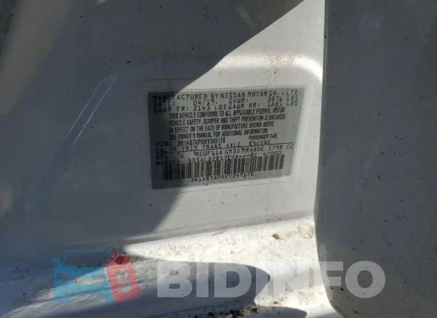 3N1AB7APXKY349178 Photo# 13