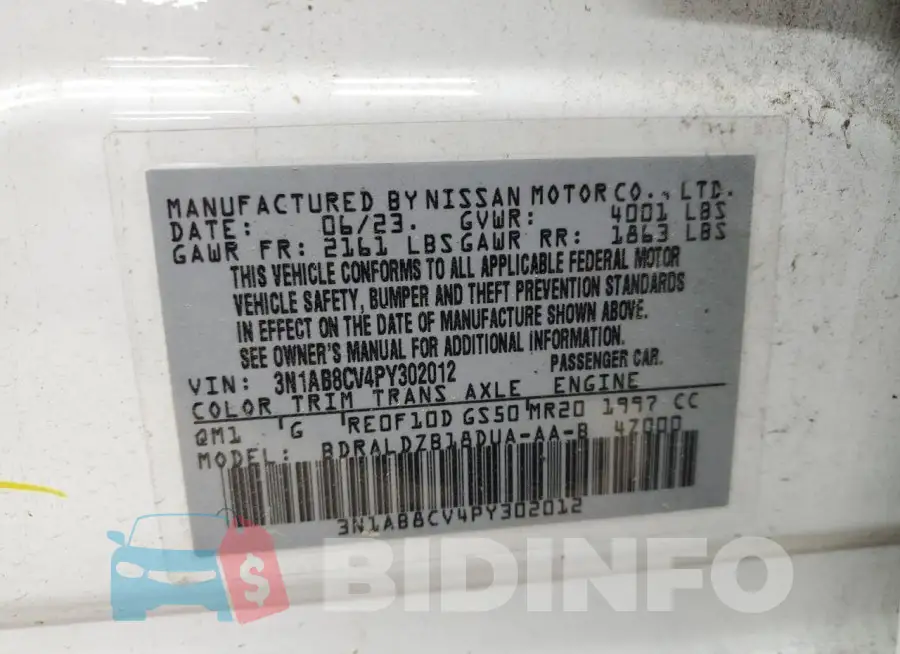 3N1AB8CV4PY302012 Photo# 12