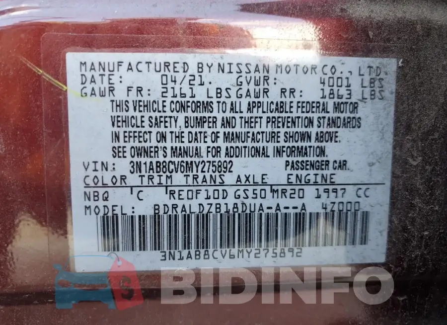 3N1AB8CV6MY275892 Photo# 12