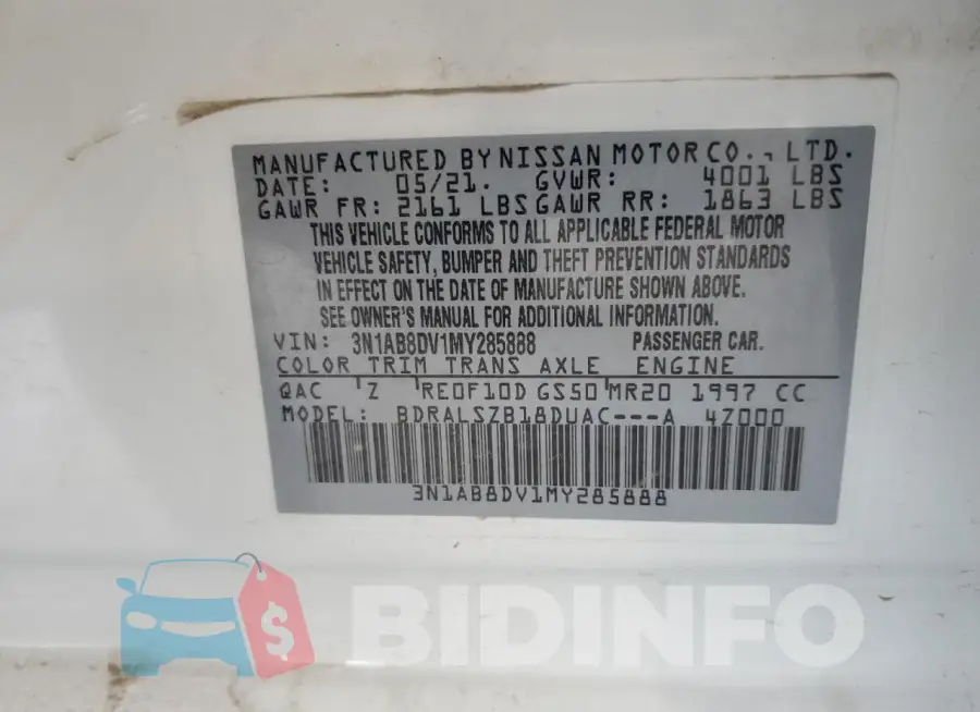 3N1AB8DV1MY285888 Photo# 13