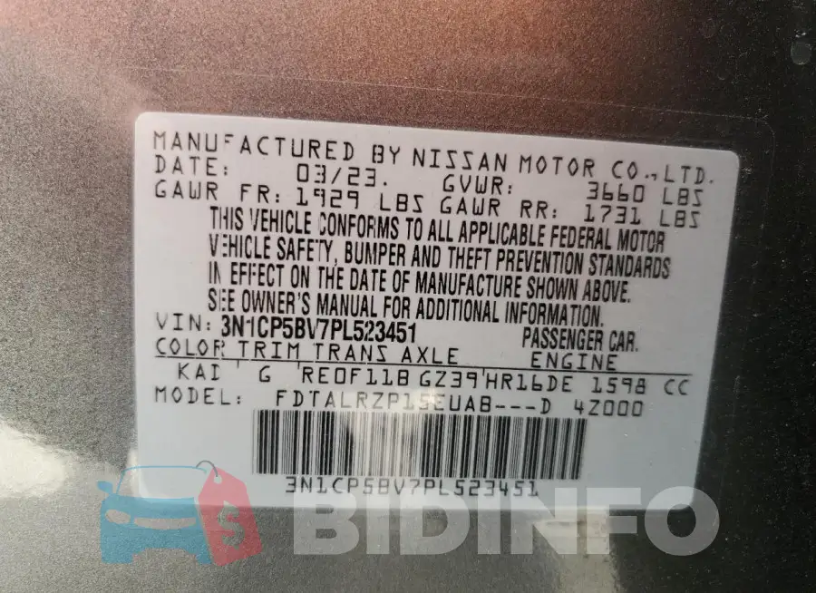 3N1CP5BV7PL523451 Photo# 13