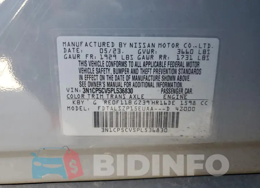 3N1CP5CV5PL536830 Photo# 13