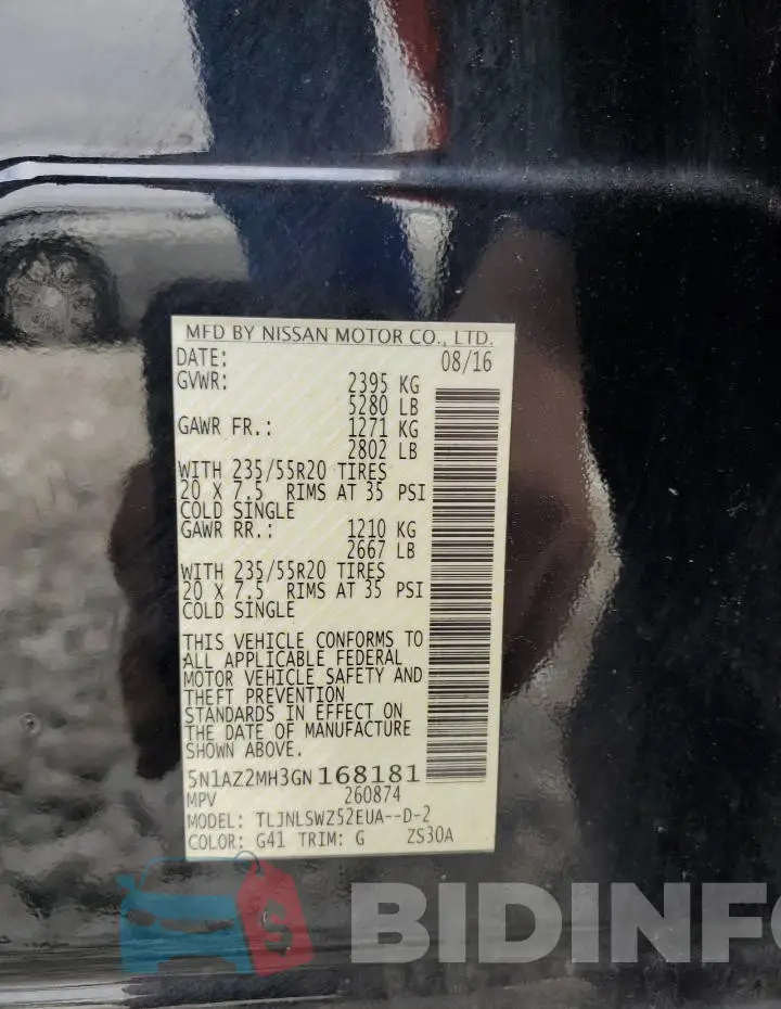 5N1AZ2MH3GN168181 Photo# 13