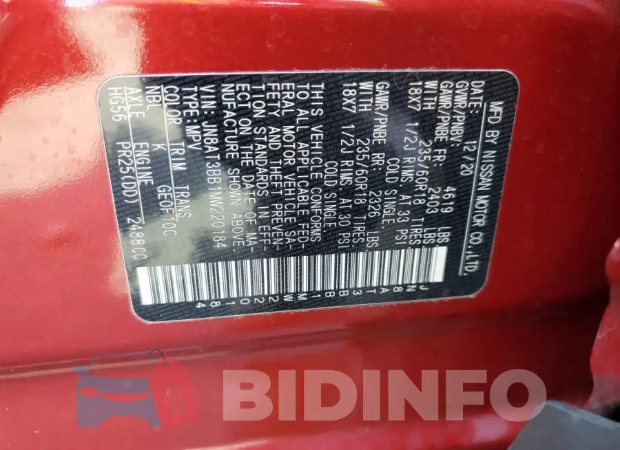 JN8AT3BB1MW220184 Photo# 13