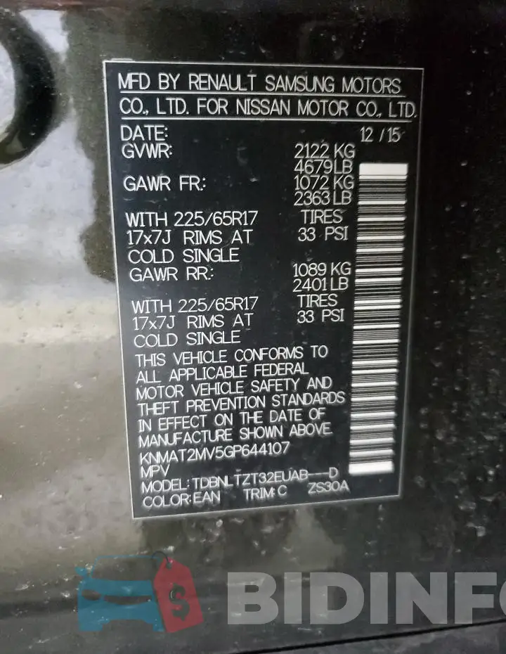 KNMAT2MV5GP644107 Photo# 13