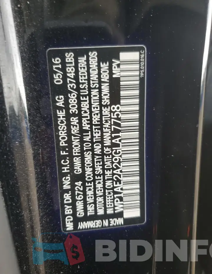 WP1AE2A29GLA17758 Photo# 13