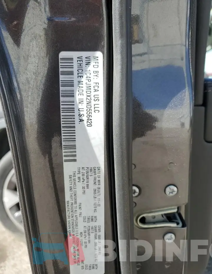 1C4PJMDX2ND556420 Photo# 14