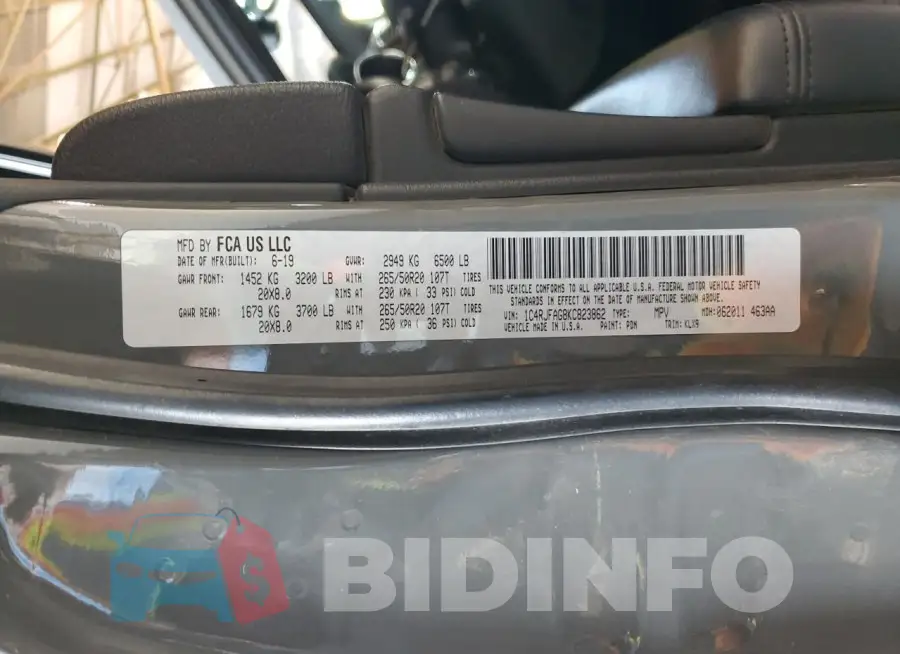 1C4RJFAG8KC823862 Photo# 13