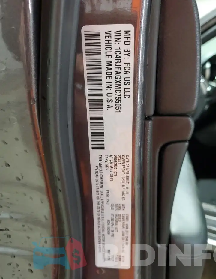 1C4RJFAGXMC755051 Photo# 14
