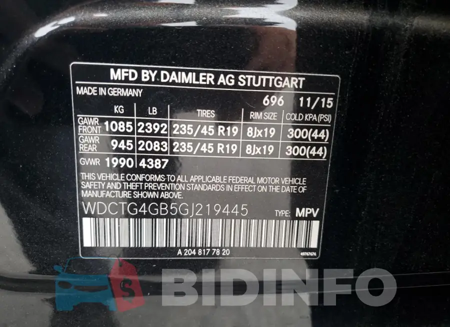 WDCTG4GB5GJ219445 Photo# 13