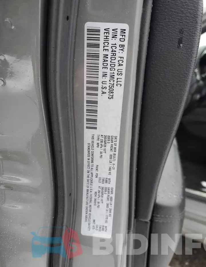 1C4RDJDG1MC750875 Photo# 13