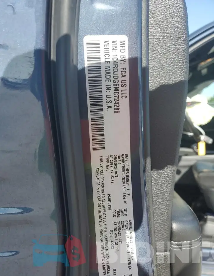1C4RDJDG6MC724286 Photo# 13
