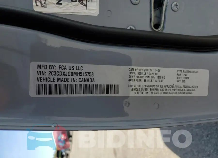 2C3CDXJG8MH515758 Photo# 12