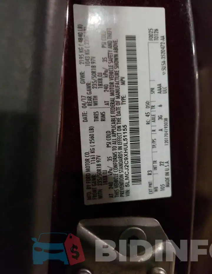 5LMCJ2C9XHUL51155 Photo# 13