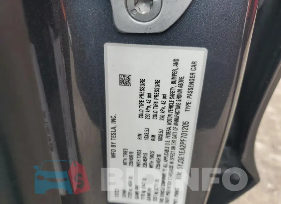 5YJ3E1EA2PF701205 Photo# 12