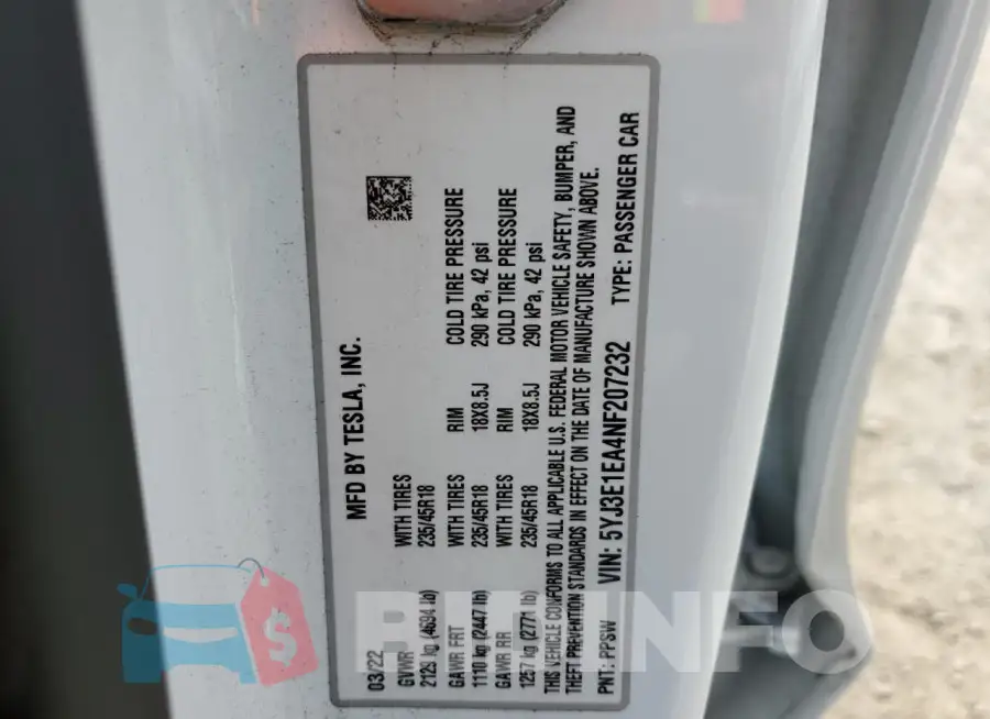 5YJ3E1EA4NF207232 Photo# 13