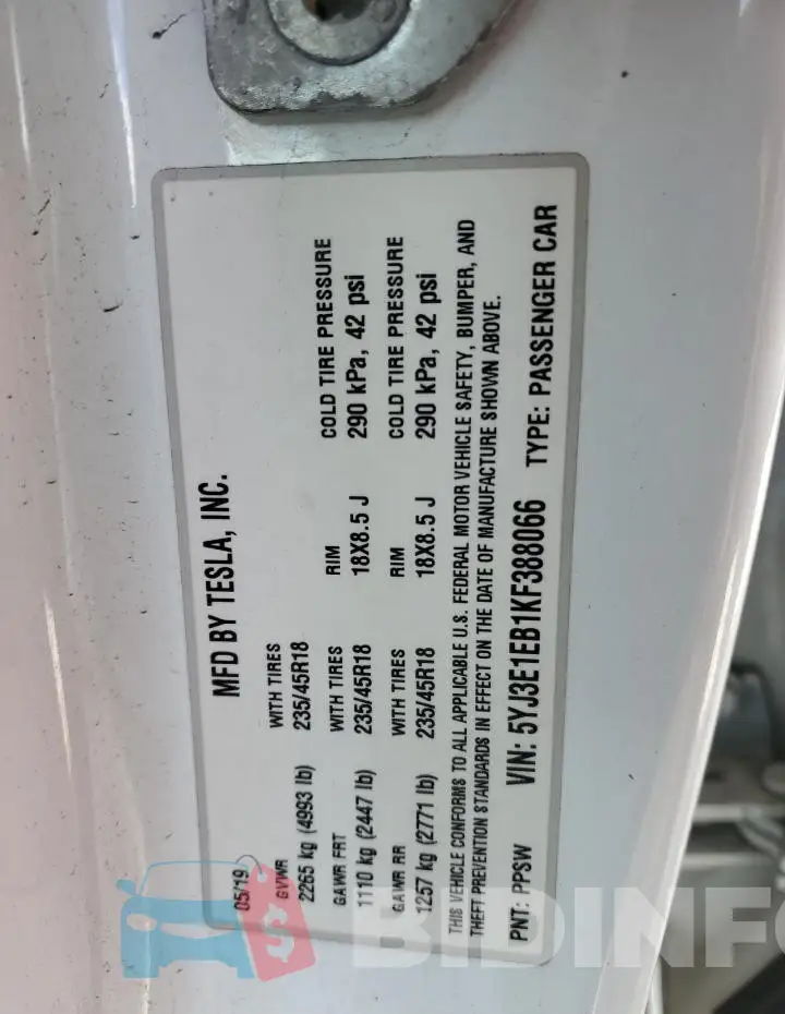 5YJ3E1EB1KF388066 Photo# 12