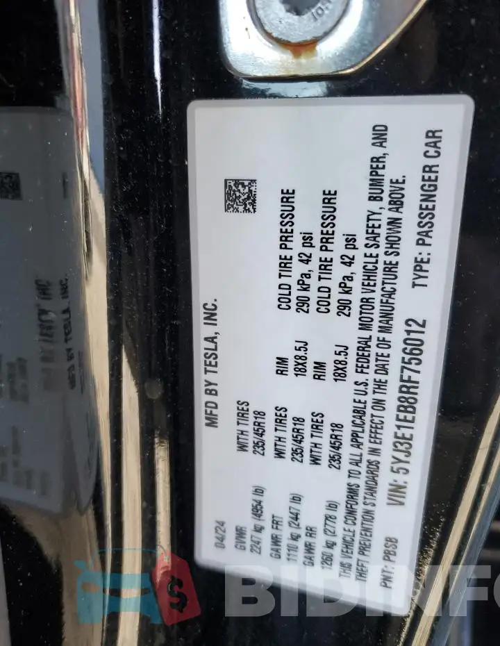 5YJ3E1EB8RF756012 Photo# 12