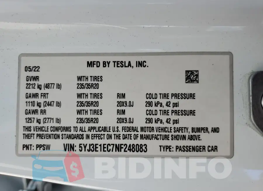 5YJ3E1EC7NF248083 Photo# 12