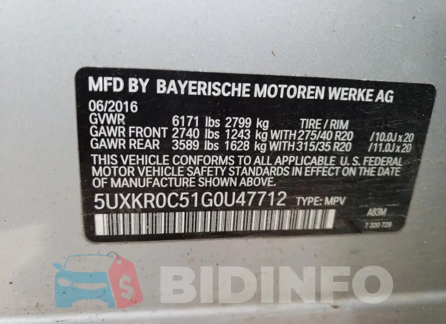 5UXKR0C51G0U47712 Photo# 13