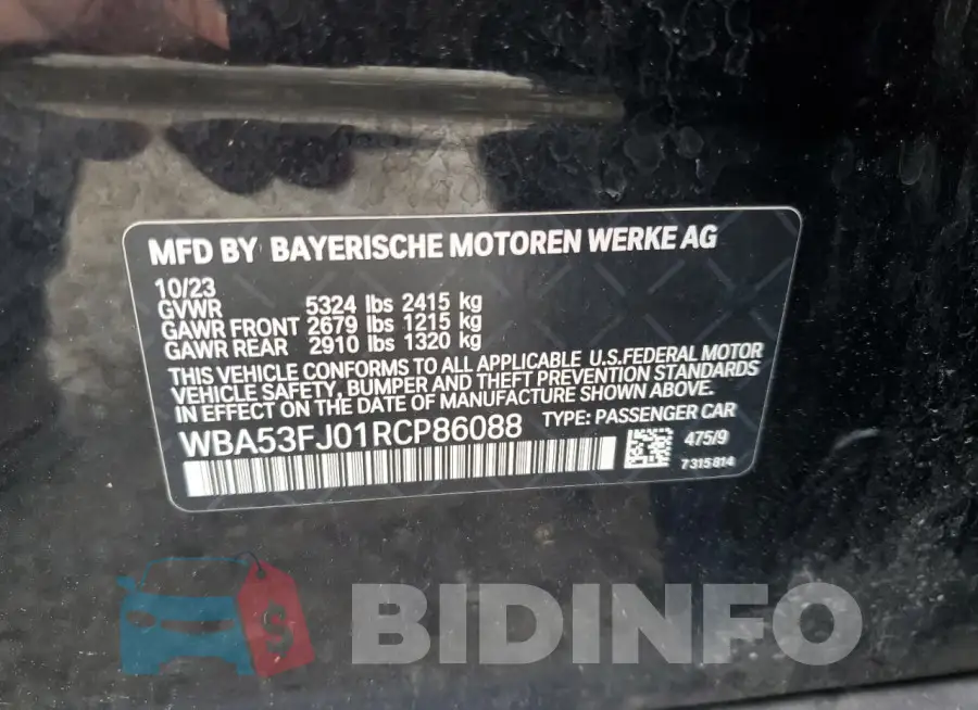 WBA53FJ01RCP86088 Photo# 12