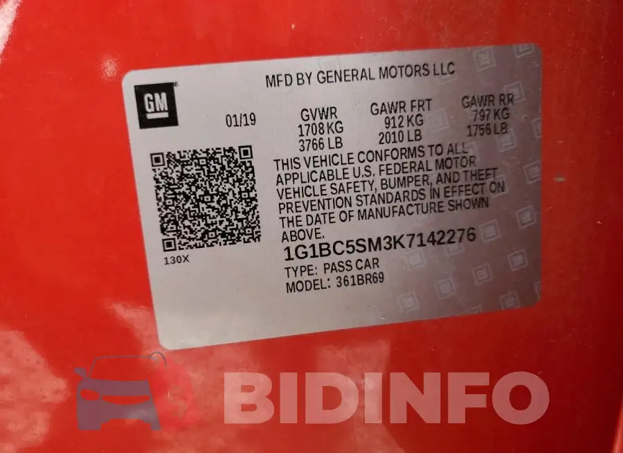 1G1BC5SM3K7142276 Photo# 13