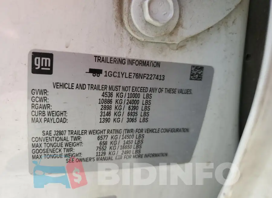 1GC1YLE76NF227413 Photo# 12
