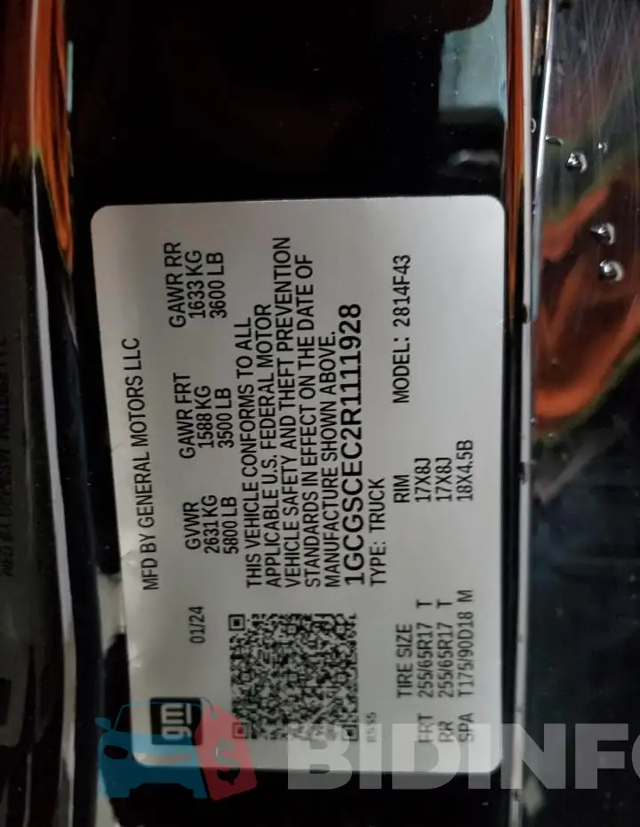 1GCGSCEC2R1111928 Photo# 12