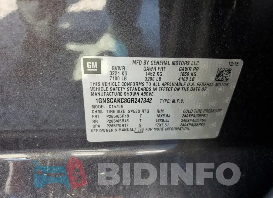 1GNSCAKC8GR247342 Photo# 13