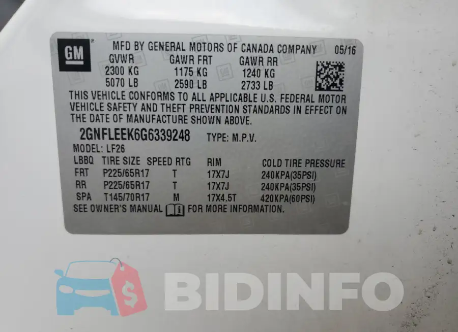2GNFLEEK6G6339248 Photo# 13