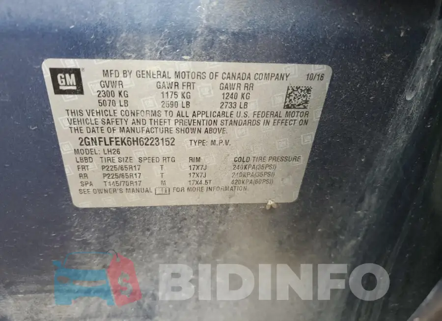 2GNFLFEK6H6223152 Photo# 13