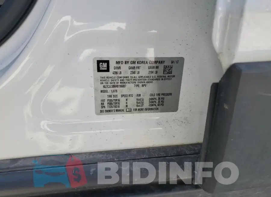 KL7CJLSB6HB196887 Photo# 12