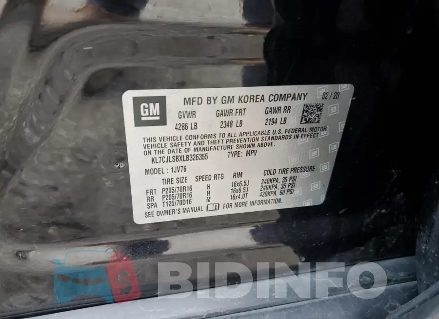 KL7CJLSBXLB326355 Photo# 13