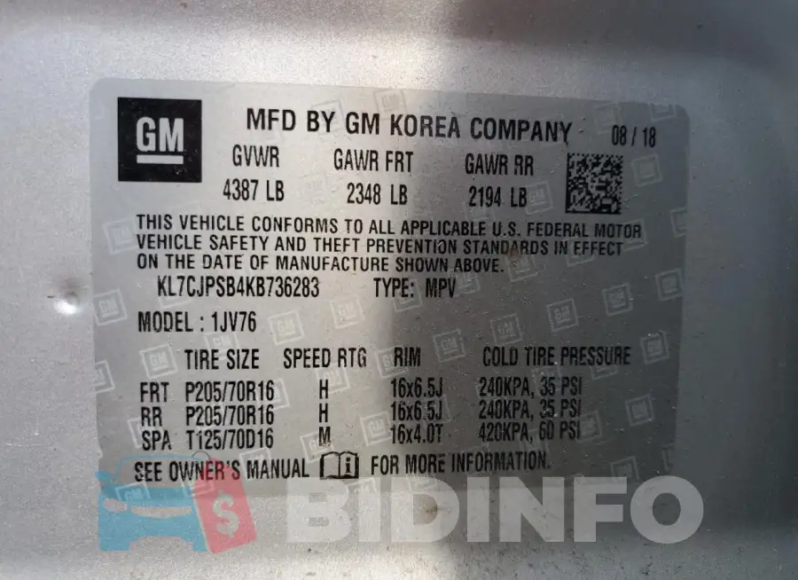 KL7CJPSB4KB736283 Photo# 13