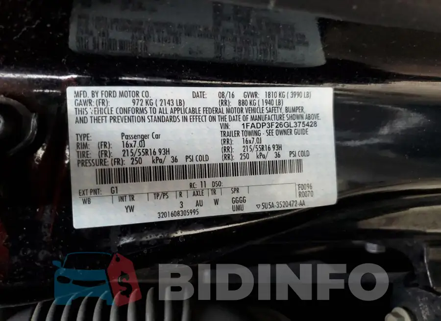 1FADP3F26GL375428 Photo# 12